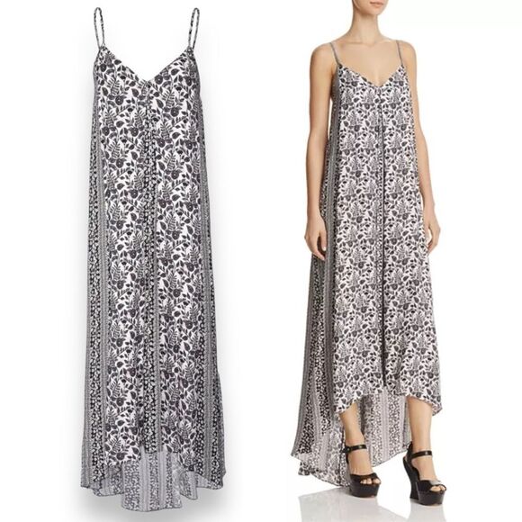 Alice + Olivia Rowley Midi Dress Black & White Boho Print Loose Fit Size Small - Picture 1 of 16